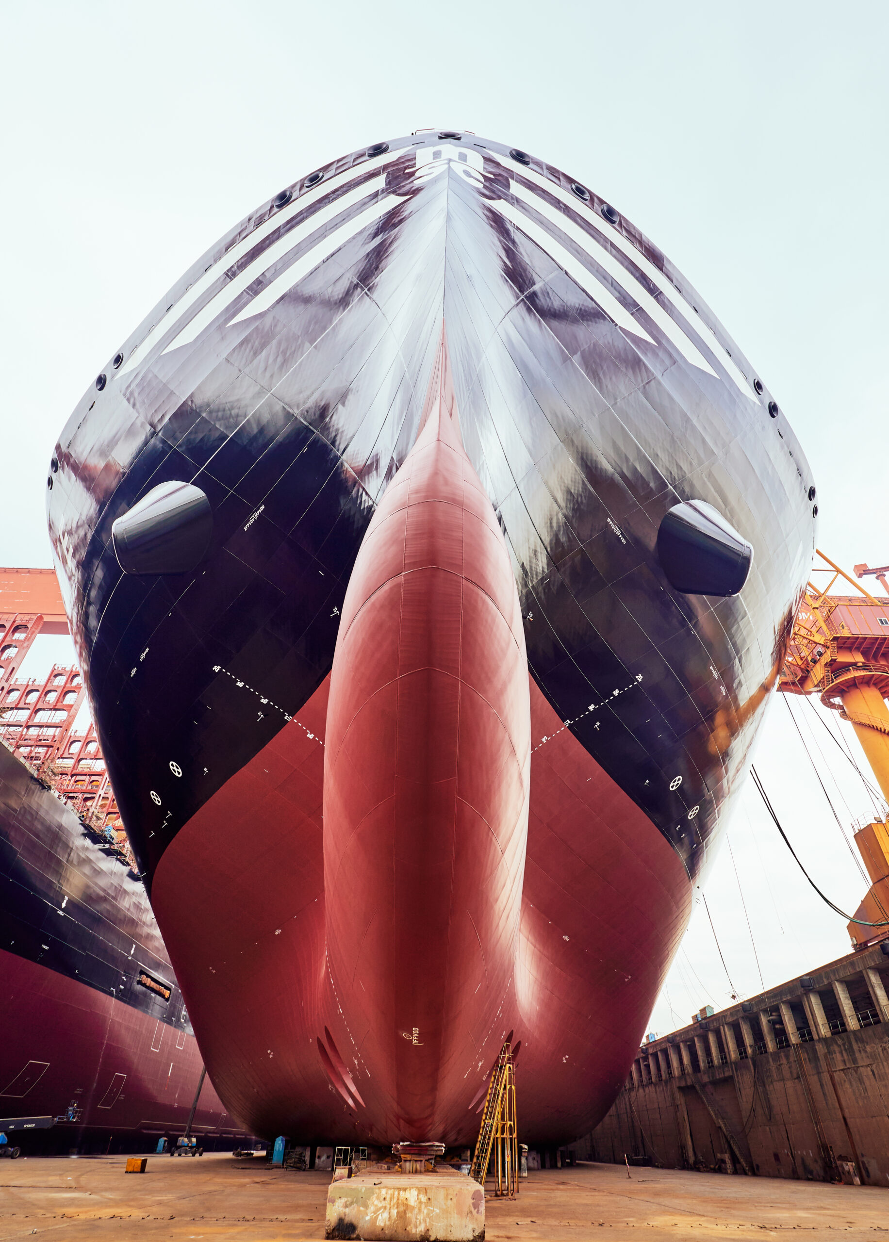 new build vessel in dry dock demonstrating maritime energy efficiency technology